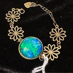 HAND PAINTED bracelet with Flowers by INDIANA ARTIST SUSAN OTTINGER One of Kind